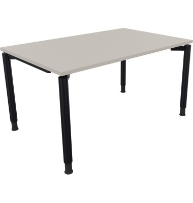 Schreibtisch All in One, manuell höhenverstellbar, 68-82cm (H), 140x90cm (BxT), rechteckig, lichtgrau / anthrazit metallic