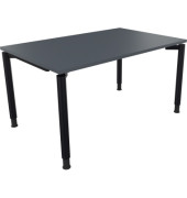 Schreibtisch All in One, manuell höhenverstellbar, 68-82cm (H), 140x90cm (BxT), rechteckig, lavagrau / anthrazit metallic