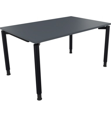 Schreibtisch All in One, manuell h&ouml;henverstellbar, 68-82cm (H), 140x90cm (BxT), rechteckig, lavagrau / anthrazit metallic