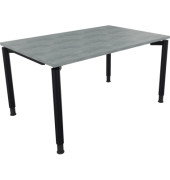 Schreibtisch All in One, manuell höhenverstellbar, 68-82cm (H), 140x90cm (BxT), rechteckig, beton hell / anthrazit metallic