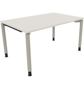Schreibtisch All in One, manuell höhenverstellbar, 68-82cm (H), 140x90cm (BxT), rechteckig, weiß / silberaluminium