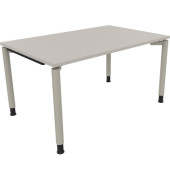 Schreibtisch All in One, manuell höhenverstellbar, 68-82cm (H), 140x90cm (BxT), rechteckig, lichtgrau / silberaluminium