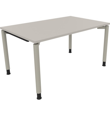 Schreibtisch All in One, manuell h&ouml;henverstellbar, 68-82cm (H), 140x90cm (BxT), rechteckig, lichtgrau / silberaluminium