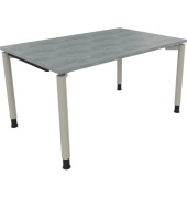 Schreibtisch All in One, manuell höhenverstellbar, 68-82cm (H), 140x90cm (BxT), rechteckig, beton hell / silberaluminium