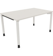 Schreibtisch All in One, manuell höhenverstellbar, 68-82cm (H), 140x90cm (BxT), rechteckig, weiß / weiß