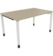 Schreibtisch All in One, manuell höhenverstellbar, 68-82cm (H), 140x90cm (BxT), rechteckig, eiche natur / weiß