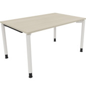 Schreibtisch All in One, manuell höhenverstellbar, 68-82cm (H), 140x90cm (BxT), rechteckig, akazie hell / weiß