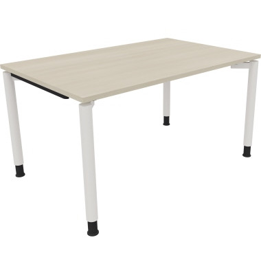 Schreibtisch All in One, manuell höhenverstellbar, 68-82cm (H), 140x90cm (BxT), rechteckig, akazie hell / weiß
