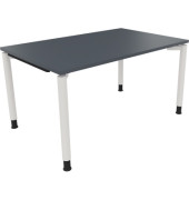 Schreibtisch All in One, manuell höhenverstellbar, 68-82cm (H), 140x90cm (BxT), rechteckig, lavagrau / weiß