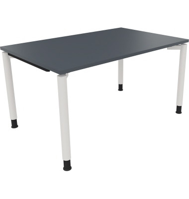 Schreibtisch All in One, manuell höhenverstellbar, 68-82cm (H), 140x90cm (BxT), rechteckig, lavagrau / weiß