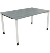 Schreibtisch All in One, manuell höhenverstellbar, 68-82cm (H), 140x90cm (BxT), rechteckig, beton hell / weiß