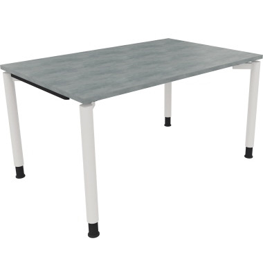 Schreibtisch All in One, manuell höhenverstellbar, 68-82cm (H), 140x90cm (BxT), rechteckig, beton hell / weiß