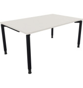 Schreibtisch All in One, manuell höhenverstellbar, 68-82cm (H), 160x100cm (BxT), rechteckig, weiß / anthrazit metallic