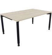 Schreibtisch All in One, manuell höhenverstellbar, 68-82cm (H), 160x100cm (BxT), rechteckig, akazie hell / anthrazit metallic