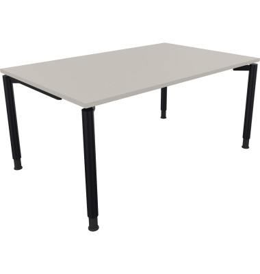 Schreibtisch All in One, manuell höhenverstellbar, 68-82cm (H), 160x100cm (BxT), rechteckig, lichtgrau / anthrazit metallic