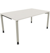 Schreibtisch All in One, manuell h&ouml;henverstellbar, 68-82cm (H), 160x100cm (BxT), rechteckig, wei&szlig; / silberaluminium