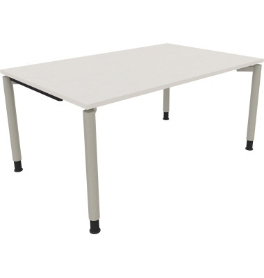 Schreibtisch All in One, manuell höhenverstellbar, 68-82cm (H), 160x100cm (BxT), rechteckig, weiß / silberaluminium
