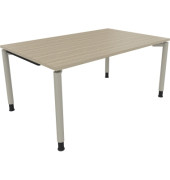 Schreibtisch All in One, manuell h&ouml;henverstellbar, 68-82cm (H), 160x100cm (BxT), rechteckig, eiche natur / silberaluminium