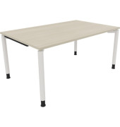 Schreibtisch All in One, manuell höhenverstellbar, 68-82cm (H), 160x100cm (BxT), rechteckig, akazie hell / silberaluminium