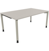 Schreibtisch All in One, manuell höhenverstellbar, 68-82cm (H), 160x100cm (BxT), rechteckig, lichtgrau / silberaluminium