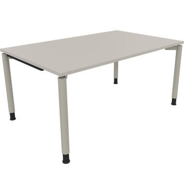 Schreibtisch All in One, manuell höhenverstellbar, 68-82cm (H), 160x100cm (BxT), rechteckig, lichtgrau / silberaluminium