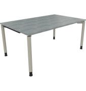 Schreibtisch All in One, manuell h&ouml;henverstellbar, 68-82cm (H), 160x100cm (BxT), rechteckig, beton hell / silberaluminium