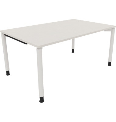 Schreibtisch All in One, manuell höhenverstellbar, 68-82cm (H), 160x100cm (BxT), rechteckig, weiß / weiß