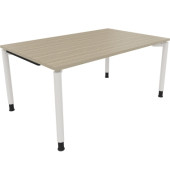 Schreibtisch All in One, manuell höhenverstellbar, 68-82cm (H), 160x100cm (BxT), rechteckig, eiche natur / weiß