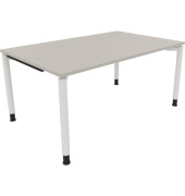Schreibtisch All in One, manuell höhenverstellbar, 68-82cm (H), 160x100cm (BxT), rechteckig, lichtgrau / weiß