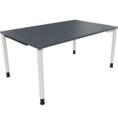 Schreibtisch All in One, manuell höhenverstellbar, 68-82cm (H), 160x100cm (BxT), rechteckig, lavagrau / weiß