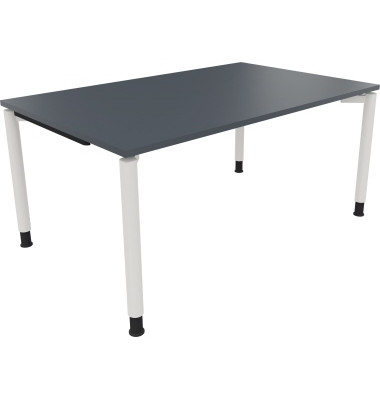 Schreibtisch All in One, manuell höhenverstellbar, 68-82cm (H), 160x100cm (BxT), rechteckig, lavagrau / weiß