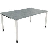 Schreibtisch All in One, manuell höhenverstellbar, 68-82cm (H), 160x100cm (BxT), rechteckig, beton hell / weiß