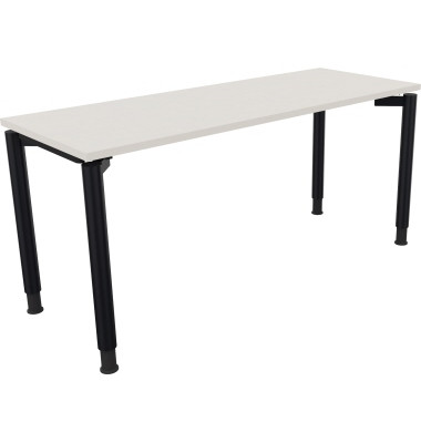 Schreibtisch All in One, manuell höhenverstellbar, 68-82cm (H), 160x60cm (BxT), rechteckig, weiß / anthrazit metallic