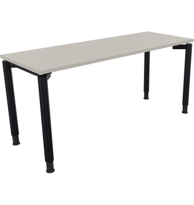 Schreibtisch All in One, manuell h&ouml;henverstellbar, 68-82cm (H), 160x60cm (BxT), rechteckig, lichtgrau / anthrazit metallic