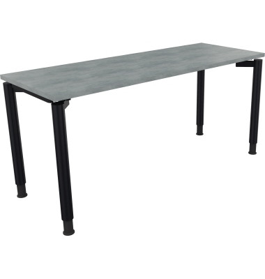 Schreibtisch All in One, manuell h&ouml;henverstellbar, 68-82cm (H), 160x60cm (BxT), rechteckig, beton hell / anthrazit metallic