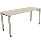 Schreibtisch All in One, manuell höhenverstellbar, 68-82cm (H), 160x60cm (BxT), rechteckig, akazie hell / silberaluminium