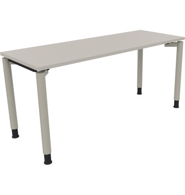 Schreibtisch All in One, manuell h&ouml;henverstellbar, 68-82cm (H), 160x60cm (BxT), rechteckig, lichtgrau / silberaluminium