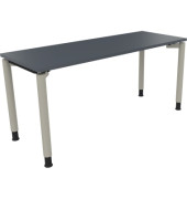 Schreibtisch All in One, manuell höhenverstellbar, 68-82cm (H), 160x60cm (BxT), rechteckig, lavagrau / silberaluminium