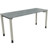 Schreibtisch All in One, manuell höhenverstellbar, 68-82cm (H), 160x60cm (BxT), rechteckig, beton hell / silberaluminium