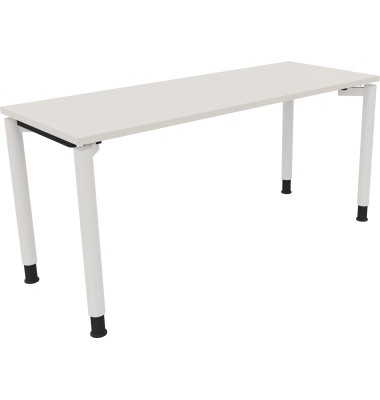 Schreibtisch All in One, manuell h&ouml;henverstellbar, 68-82cm (H), 160x60cm (BxT), rechteckig, wei&szlig; / wei&szlig;
