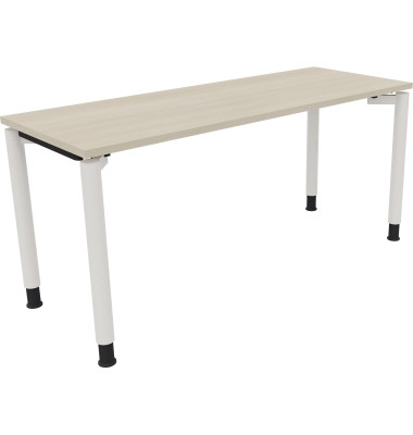Schreibtisch All in One, manuell höhenverstellbar, 68-82cm (H), 160x60cm (BxT), rechteckig, akazie hell / weiß