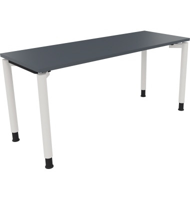 Schreibtisch All in One, manuell h&ouml;henverstellbar, 68-82cm (H), 160x60cm (BxT), rechteckig, lavagrau / wei&szlig;