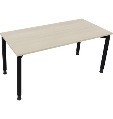 Schreibtisch All in One, manuell h&ouml;henverstellbar, 68-82cm (H), 160x70cm (BxT), rechteckig, akazie hell / anthrazit metallic