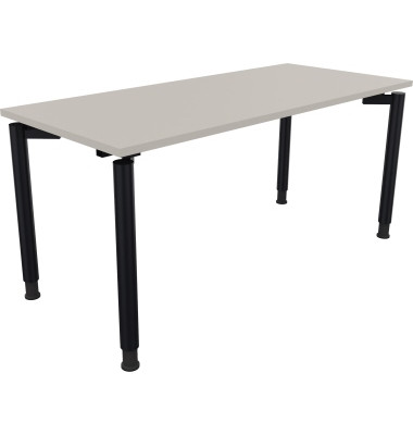 Schreibtisch All in One, manuell h&ouml;henverstellbar, 68-82cm (H), 160x70cm (BxT), rechteckig, lichtgrau / anthrazit metallic
