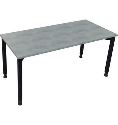 Schreibtisch All in One, manuell höhenverstellbar, 68-82cm (H), 160x70cm (BxT), rechteckig, beton hell / anthrazit metallic Schreibtisch All in One, manuell höhenverstellbar, 68-82cm (H), 160x70cm (BxT), rechteckig, beton hell / anthrazit metallic