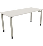 Schreibtisch All in One, manuell höhenverstellbar, 68-82cm (H), 160x70cm (BxT), rechteckig, weiß / silberaluminium