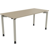 Schreibtisch All in One, manuell höhenverstellbar, 68-82cm (H), 160x70cm (BxT), rechteckig, eiche natur / silberaluminium
