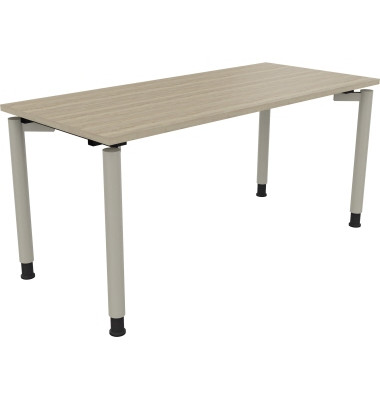 Schreibtisch All in One, manuell h&ouml;henverstellbar, 68-82cm (H), 160x70cm (BxT), rechteckig, eiche natur / silberaluminium