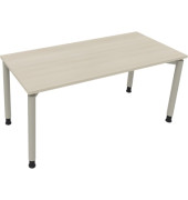 Schreibtisch All in One, manuell höhenverstellbar, 68-82cm (H), 160x70cm (BxT), rechteckig, akazie hell / silberaluminium