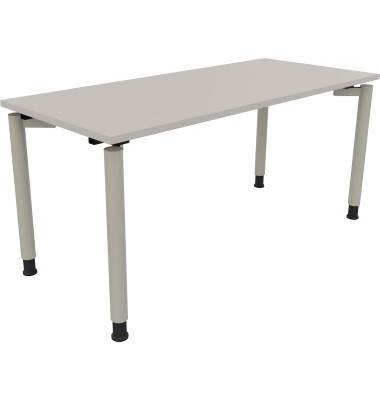 Schreibtisch All in One, manuell h&ouml;henverstellbar, 68-82cm (H), 160x70cm (BxT), rechteckig, lichtgrau / silberaluminium
